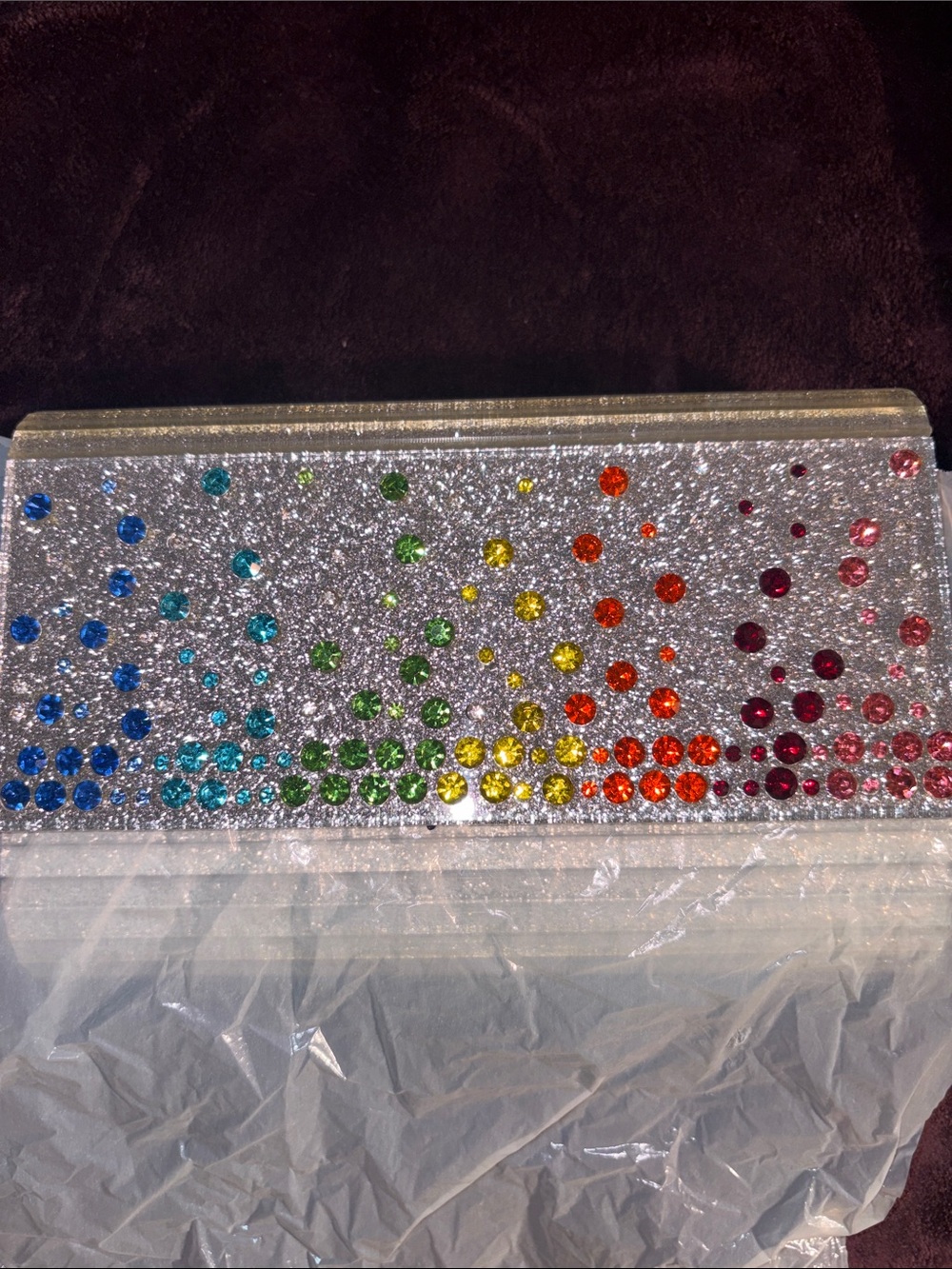 NWT KURT GEIGER Sparkling Rainbow Gem Party Silver CLUTCH/SHOULDER BAG